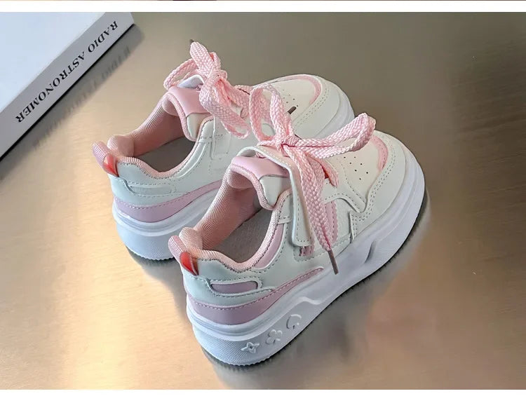 Kids Running Shoes Breathable Non-slip Students Sports Shoes Soft Sole 2025 New Boys Girls Basketball Shoes Hook&loop Casual