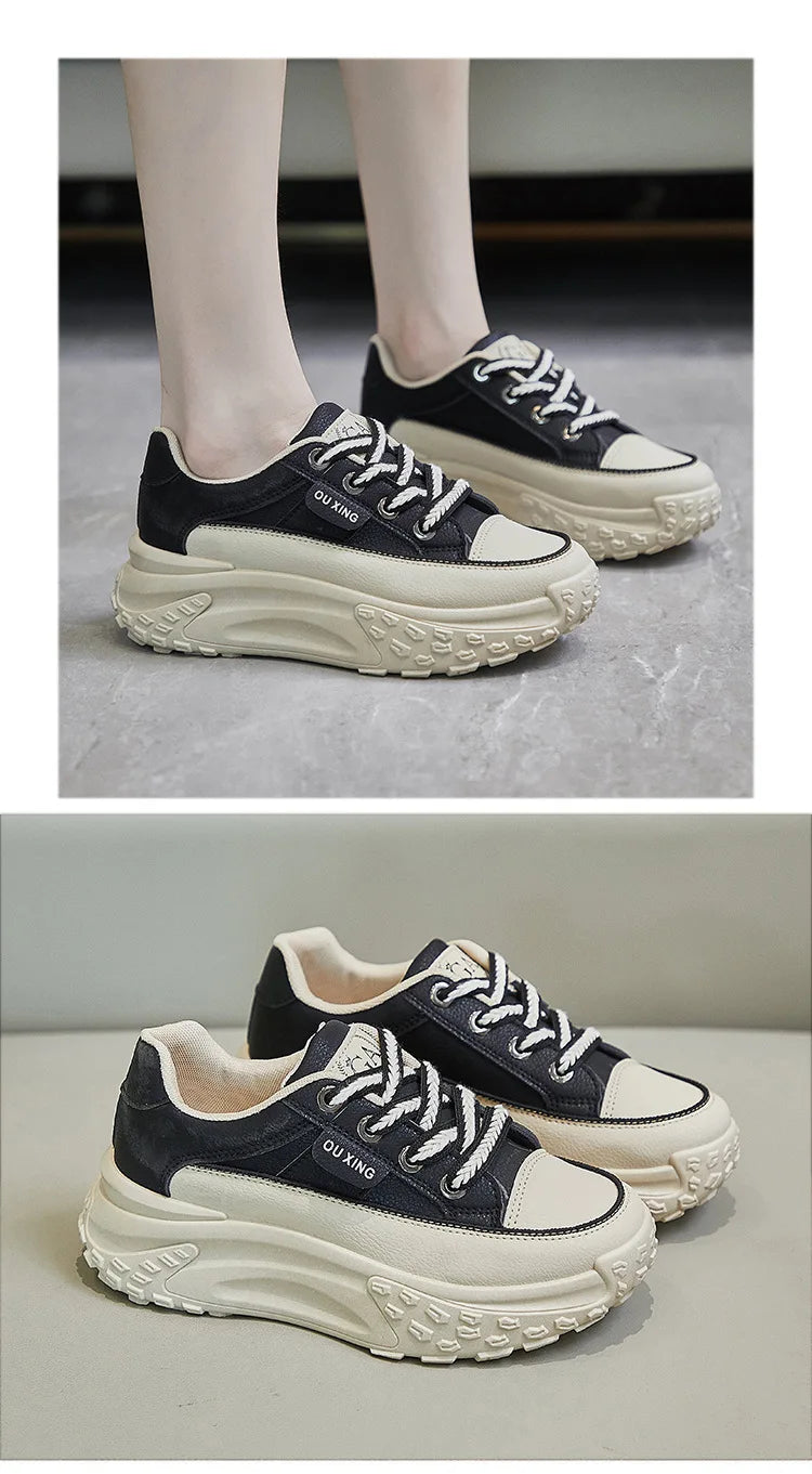 2024 New Model Shoes for Women Wear-resistant and Anti-slip Casual Sports Shoes Thick Sole Adds Height Vulcanized Casual Shoes