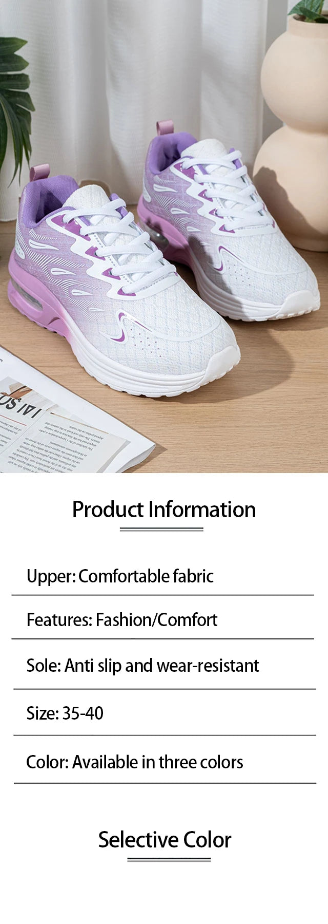 Women Casual Shoes Fashion Sports Shoes Comfortable Breathable Light Air Cushion Anti Slip Wear-Resistant Women Running Footwear