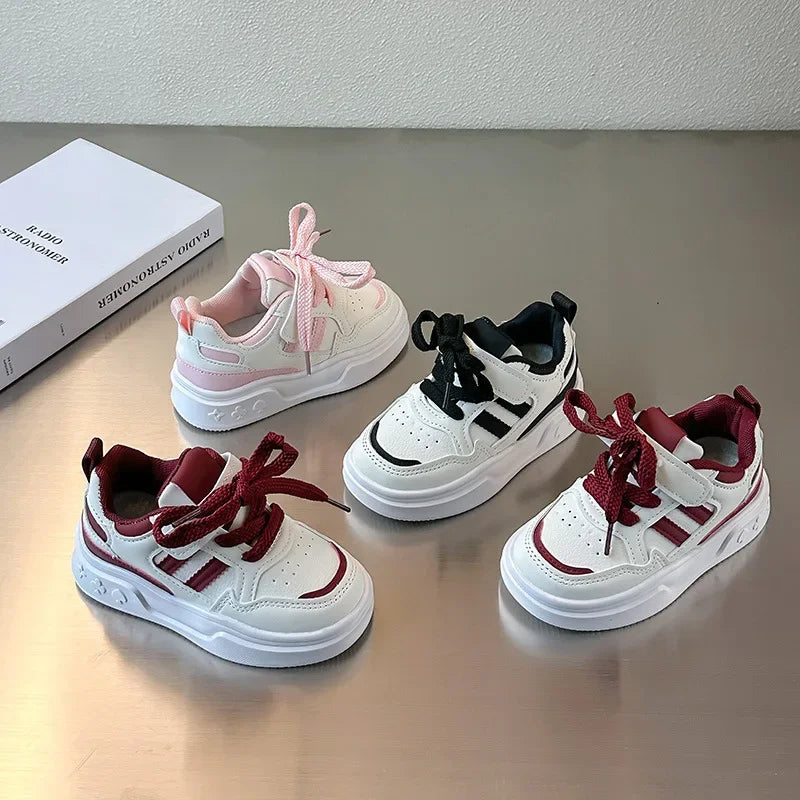 Kids Running Shoes Breathable Non-slip Students Sports Shoes Soft Sole 2025 New Boys Girls Basketball Shoes Hook&loop Casual